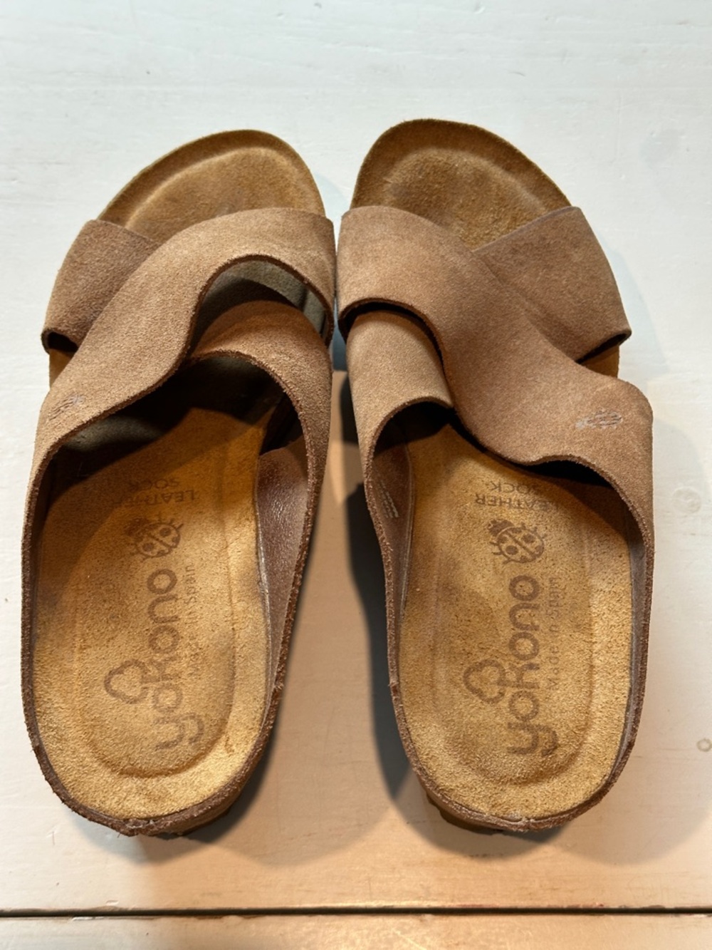 Yokono Women's Brown Suede Crisscross Slide Sandals - Picture 5 of 8